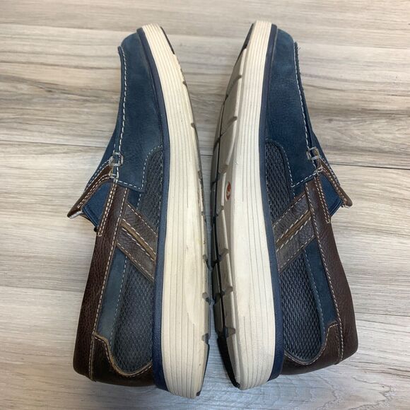Clarks Men's Un Abode Loafer Size 11.5 M Navy Suede Brown Casual Slip On Shoe - Picture 3 of 10